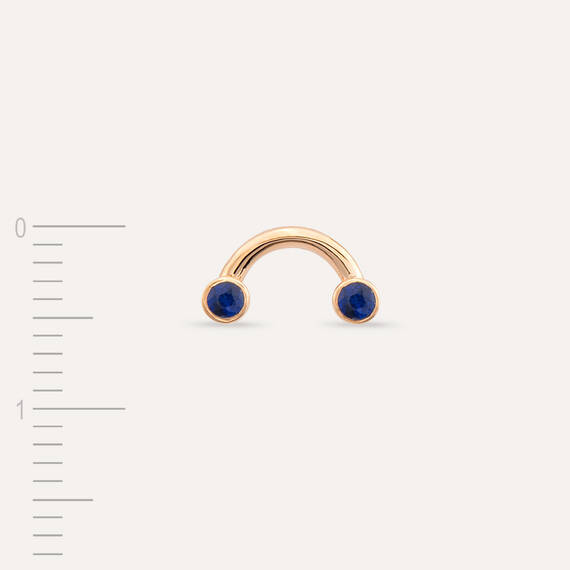 Bliss Two Dark Blue Safir Taşlı Rose Altın Tek Küpe - 4