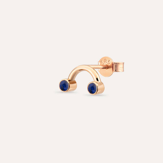Bliss Two 0.10 CT Dark Blue Sapphire Rose Gold Mini Single Earring - 1