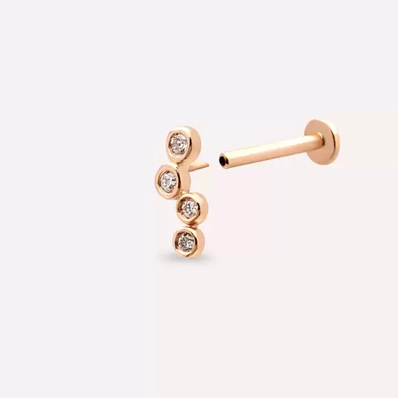 Bliss Wave Pırlanta Taşlı Rose Altın Piercing - 4