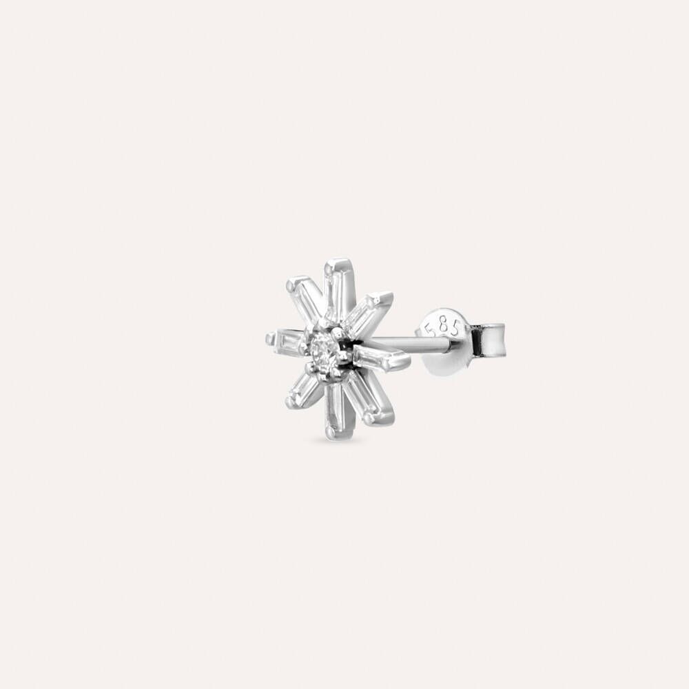 Blossom 0.13 CT Baguette Cut Diamond White Gold Single Earring