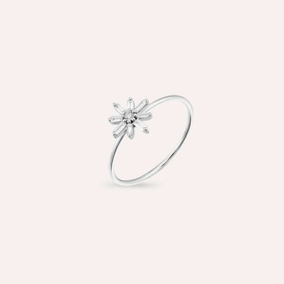 Blossom 0.12 CT Baget Pırlanta Taşlı Beyaz Altın Yüzük - 3