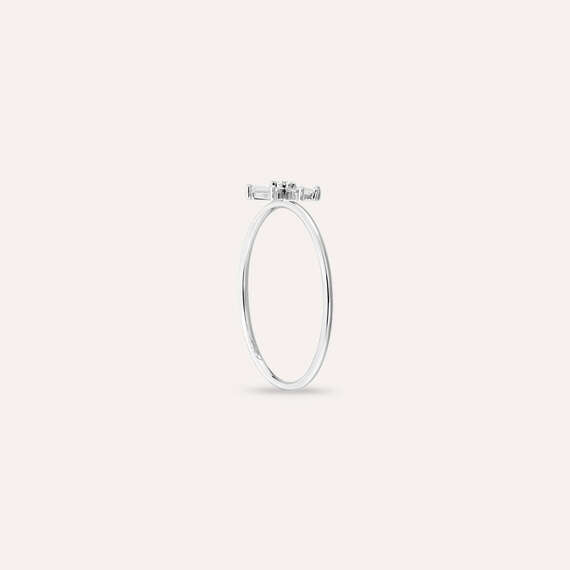 Blossom 0.12 CT Baget Pırlanta Taşlı Beyaz Altın Yüzük - 5