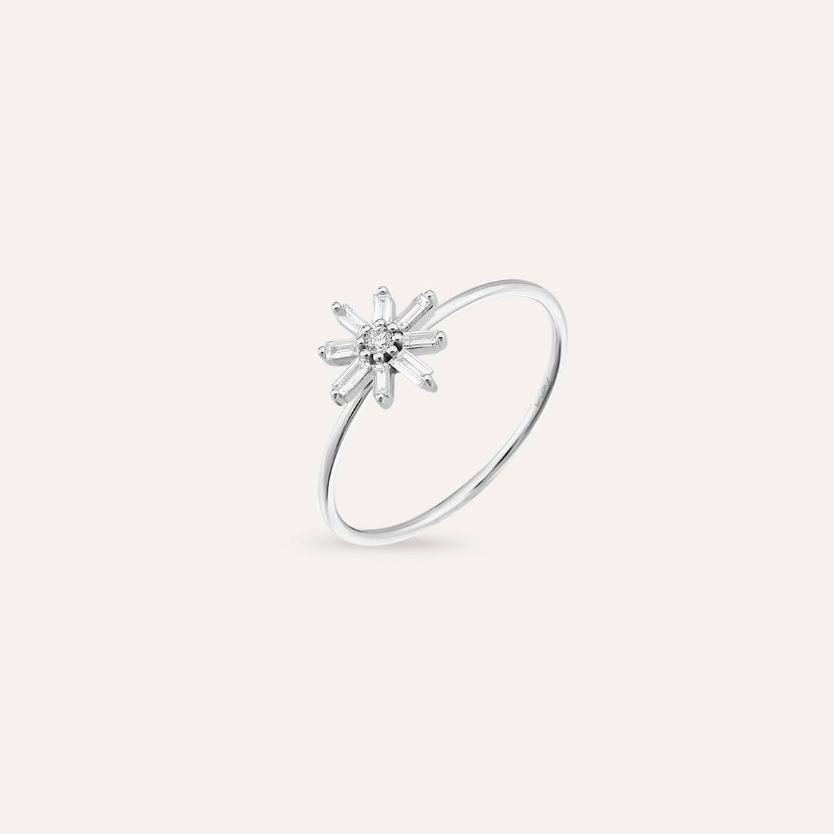 Blossom 0.16 CT Baguette Cut Diamond White Gold Ring