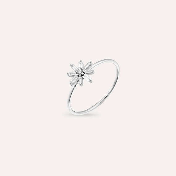 Blossom 0.16 CT Baguette Cut Diamond White Gold Ring - 3
