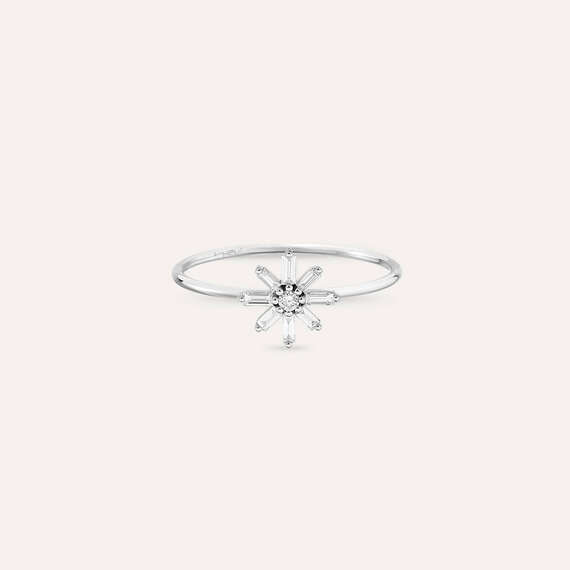 Blossom 0.16 CT Baguette Cut Diamond White Gold Ring - 4