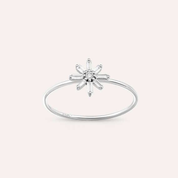 Blossom 0.16 CT Baguette Cut Diamond White Gold Ring - 1