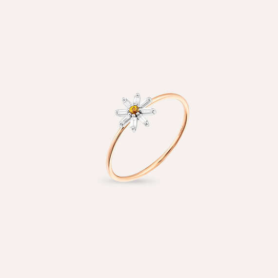 Blossom 0.14 CT Yellow Sapphire and Baguette Cut Diamond Ring - 3