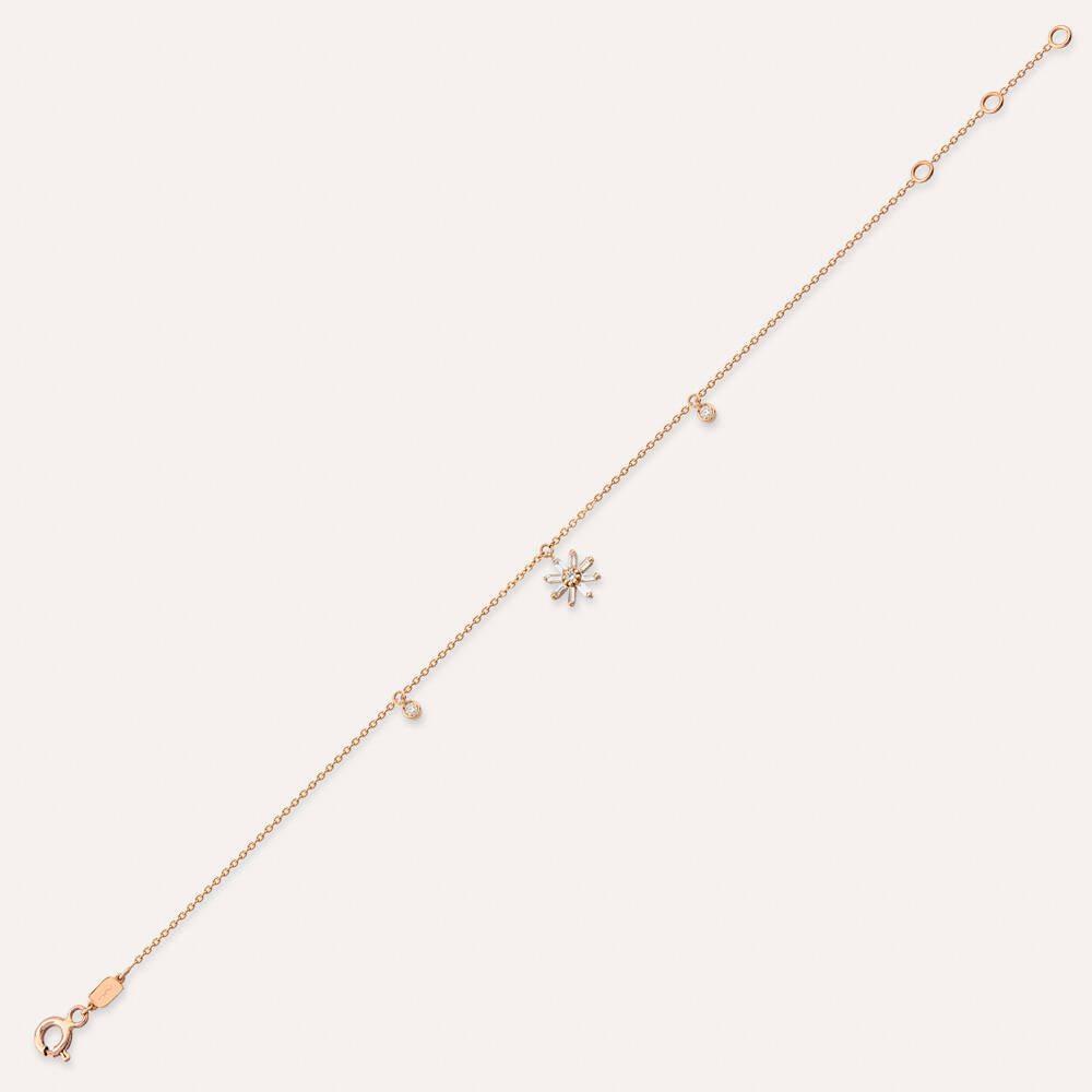 Blossom 0.22 CT Baguette Cut Diamond Rose Gold Anklet