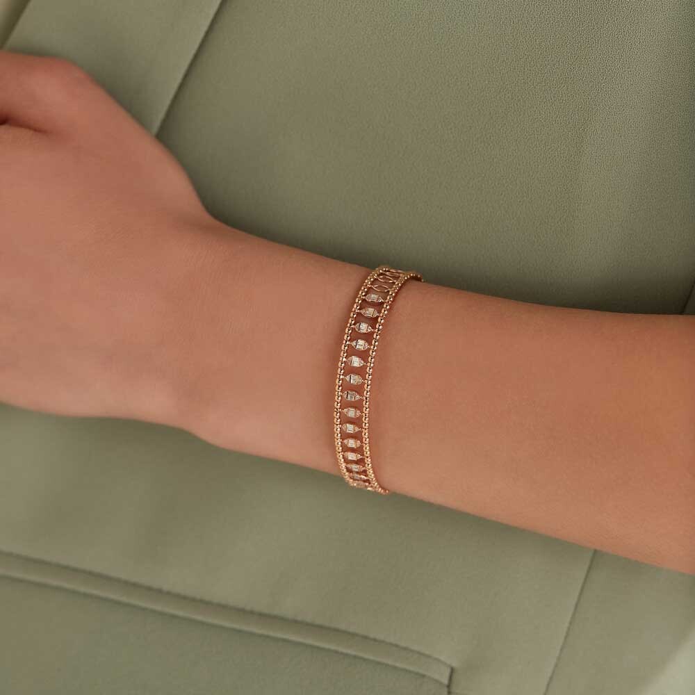 Boho 0.60 CT Baguette Cut Diamond Rose Gold Bracelet