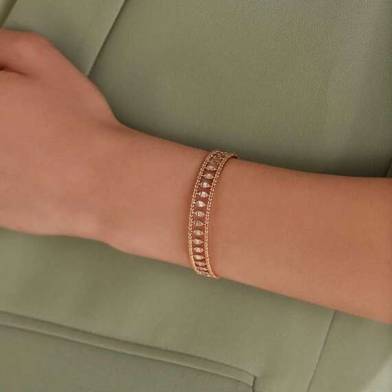 Boho 0.58 CT Baguette Cut Diamond Rose Gold Bracelet - 2