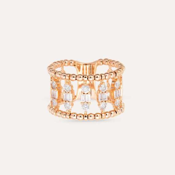 Boho 0.64 CT Baguette Cut Diamond Rose Gold Eternity Ring - 5