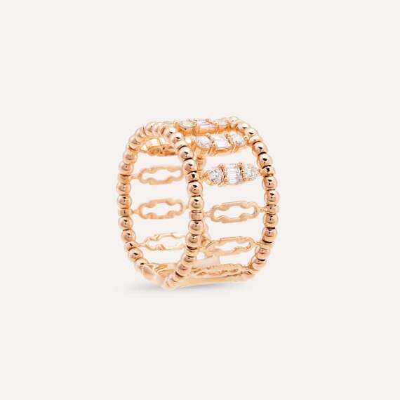 Boho 0.64 CT Baguette Cut Diamond Rose Gold Eternity Ring - 6