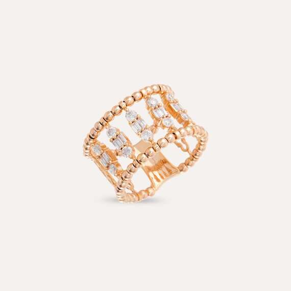 Boho 0.64 CT Baguette Cut Diamond Rose Gold Eternity Ring - 4