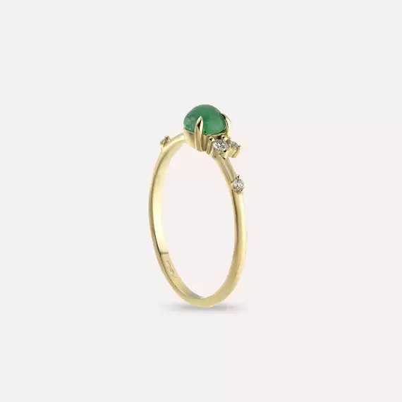 Bonbon 0.50 CT Emerald and Diamond Yellow Gold Ring - 4