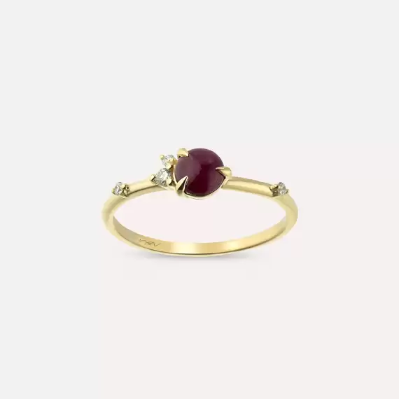 Bonbon 0.54 CT Ruby and Diamond Yellow Gold Ring - 1