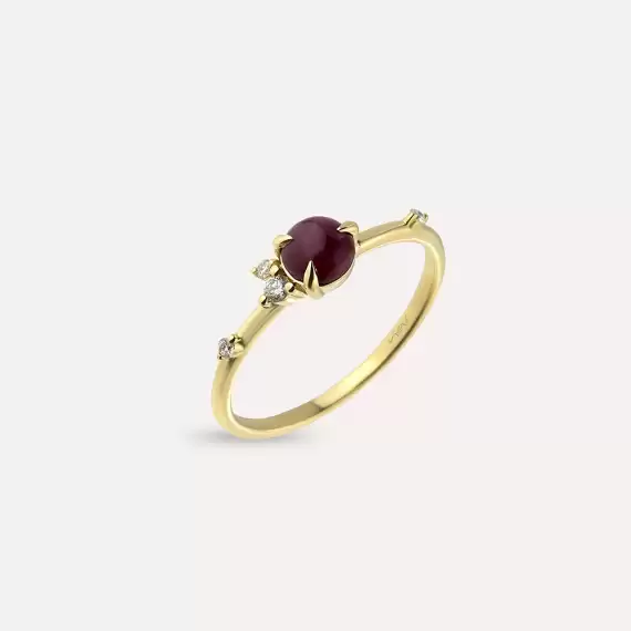 Bonbon 0.54 CT Ruby and Diamond Yellow Gold Ring - 2