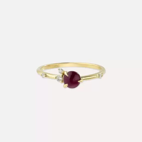 Bonbon 0.54 CT Ruby and Diamond Yellow Gold Ring - 3