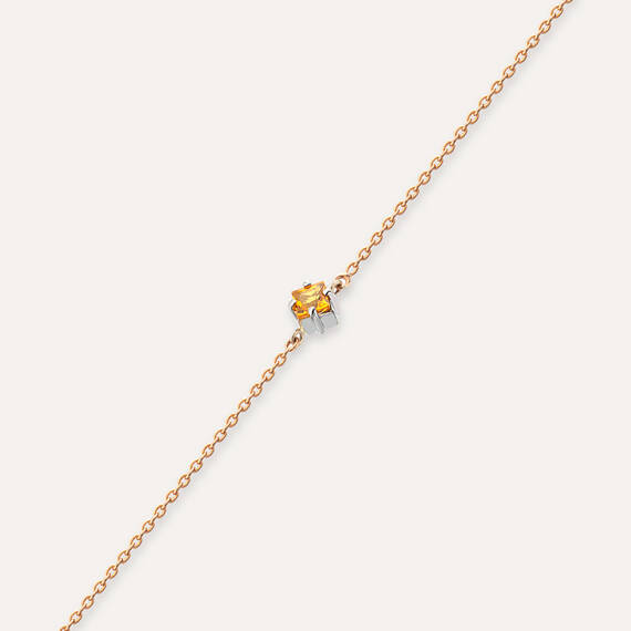 Bonnie 0.17 CT Caliber Cut Yellow Sapphire Rose Gold Bracelet - 4