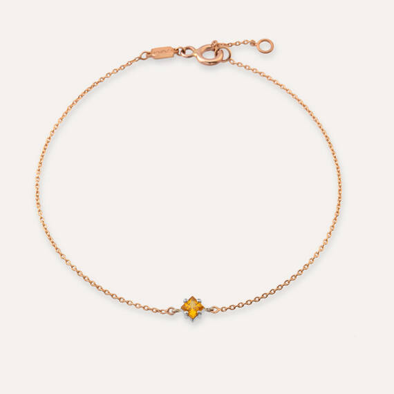 Bonnie 0.17 CT Caliber Cut Yellow Sapphire Rose Gold Bracelet - 1