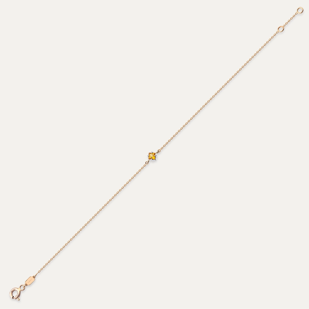 Bonnie 0.17 CT Caliber Cut Yellow Sapphire Rose Gold Bracelet - 5
