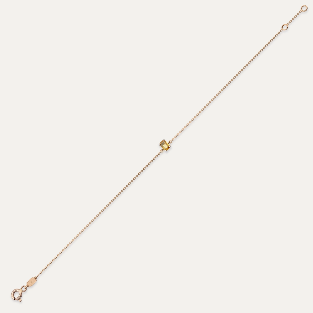 Brea 0.28 CT Octagon Cut Yellow Sapphire Rose Gold Bracelet - 7
