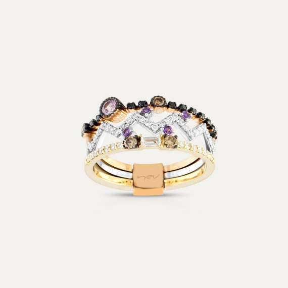 Brooklyn 0.60 CT Diamond, Multicolor Sapphire and Amethyst Ring - 1