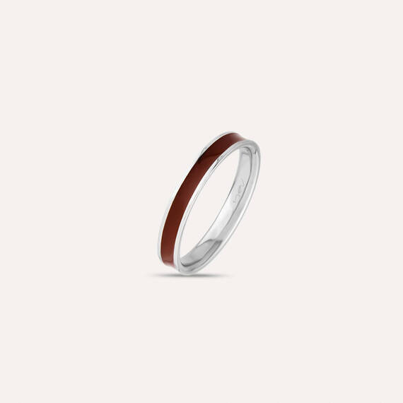 Brown Enamel Gold Ring - 4