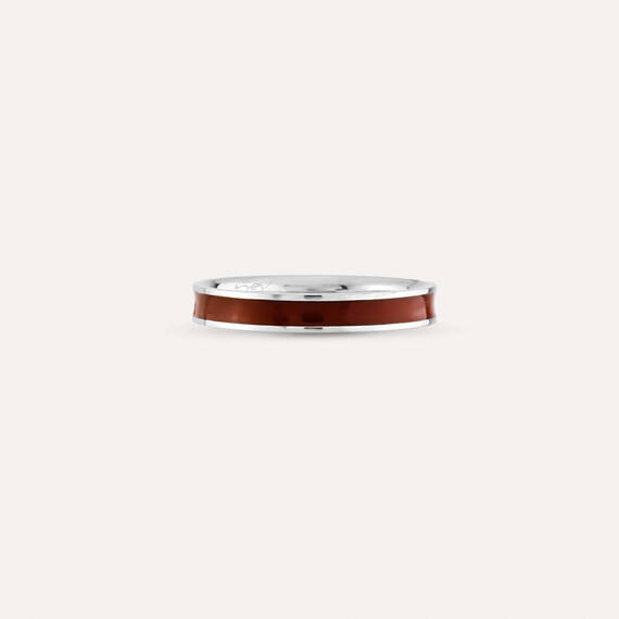 Brown Enamel Gold Ring - 6