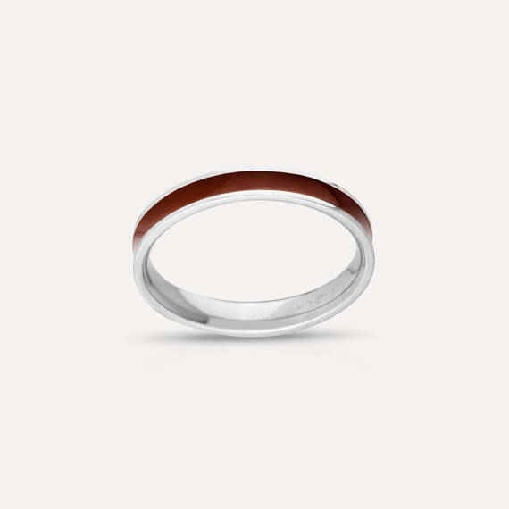 Brown Enamel Gold Ring - 1