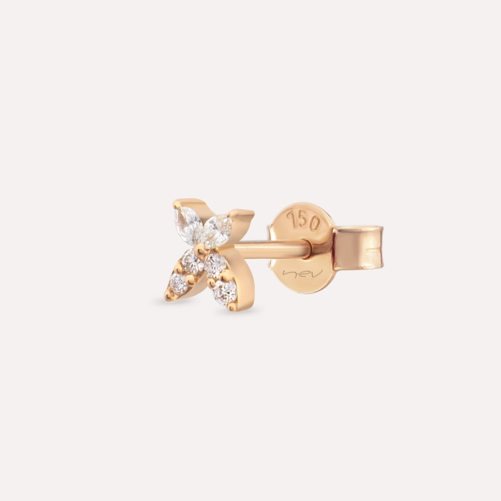 Butterfly Marquise Cut Diamond Rose Gold Single Earring - 1