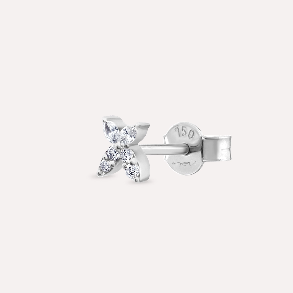 Butterfly Marquise Cut Diamond White Gold Single Earring - 1
