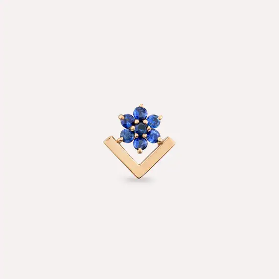 Camelia Blue Sapphire Rose Gold Single Earring - 3