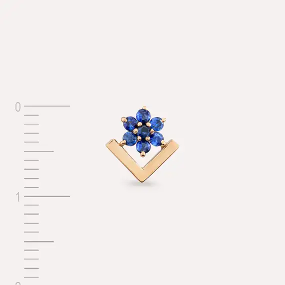 Camelia Blue Sapphire Rose Gold Single Earring - 4