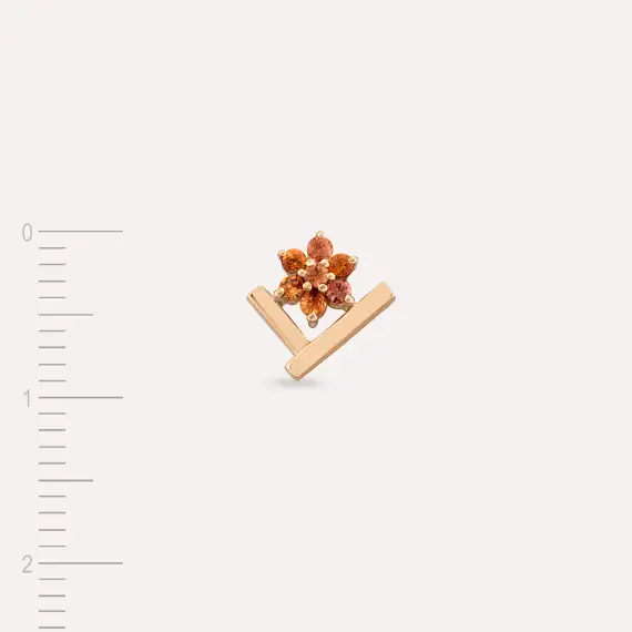 Camelia Orange Sapphire Rose Gold Single Earring - 4