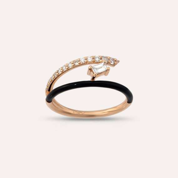 Canopus 0.27 CT Diamond and Black Enamel Ring - 1
