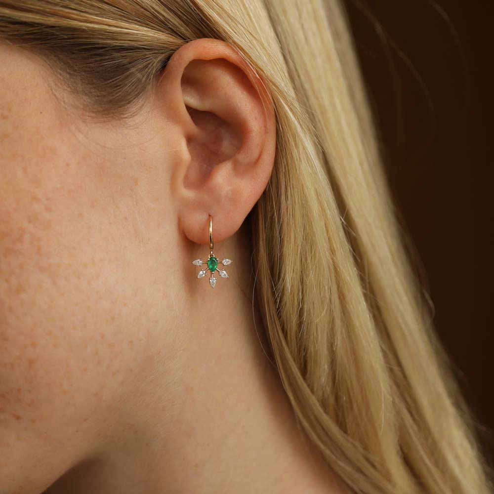 Capella Pear Cut Emerald and Diamond Earring - 2