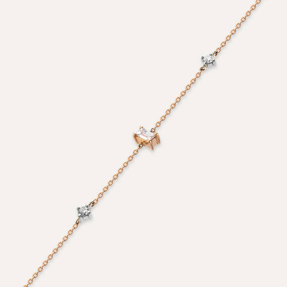 Cara 0.15 CT Baguette Cut Diamond Rose Gold Bracelet - 6