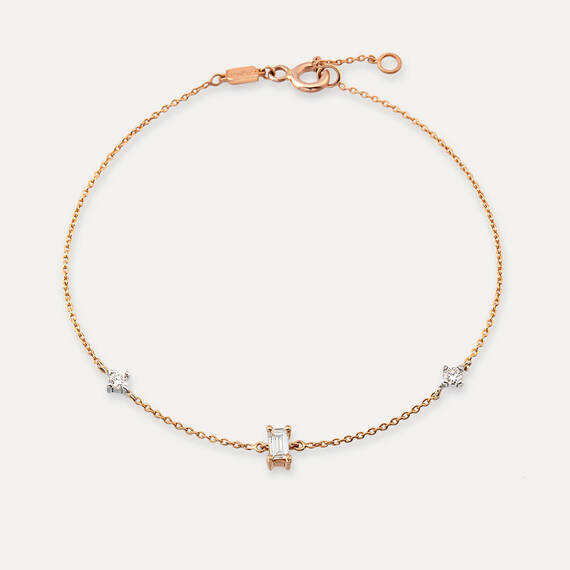 Cara 0.15 CT Baguette Cut Diamond Rose Gold Bracelet - 1