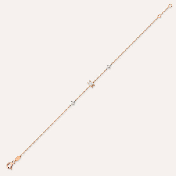 Cara 0.15 CT Baguette Cut Diamond Rose Gold Bracelet - 5