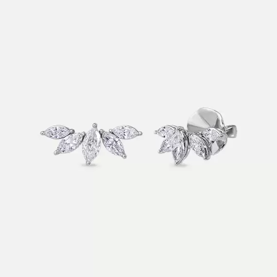 Caroline 1.50 CT Marquise Cut Diamond White Gold Earring - 1