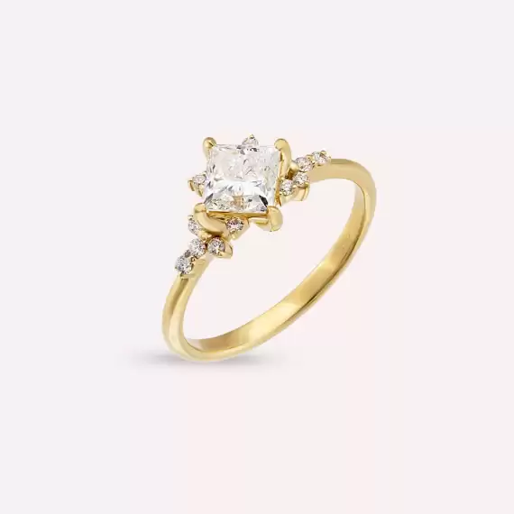 Carrie 1.13 CT Princess Cut Diamond Yellow Gold Ring - 3