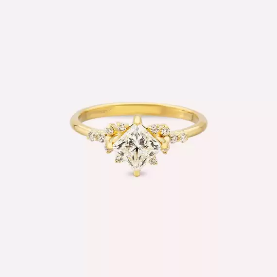 Carrie 1.13 CT Princess Cut Diamond Yellow Gold Ring - 5