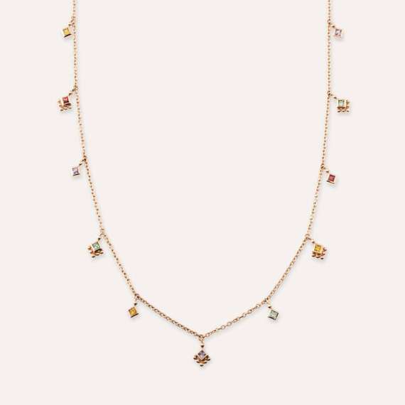 Cassiopeia 0.96 CT Multicolor Sapphire Rose Gold Necklace - 1
