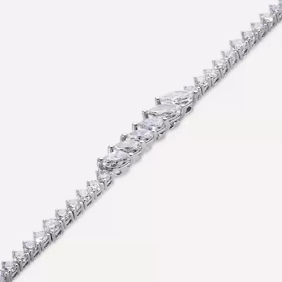 Celeste 3.27 CT Marquise Cut Diamond White Gold Tennis Bracelet - 3