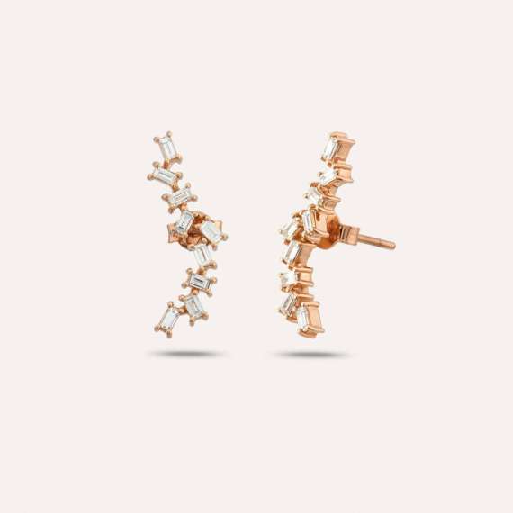 Ceti Baguette Cut Diamond Rose Gold Earring - 1