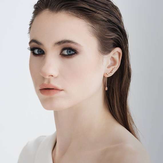 Ceti Ruby and Baguette Cut Diamond Rose Gold Earring - 2