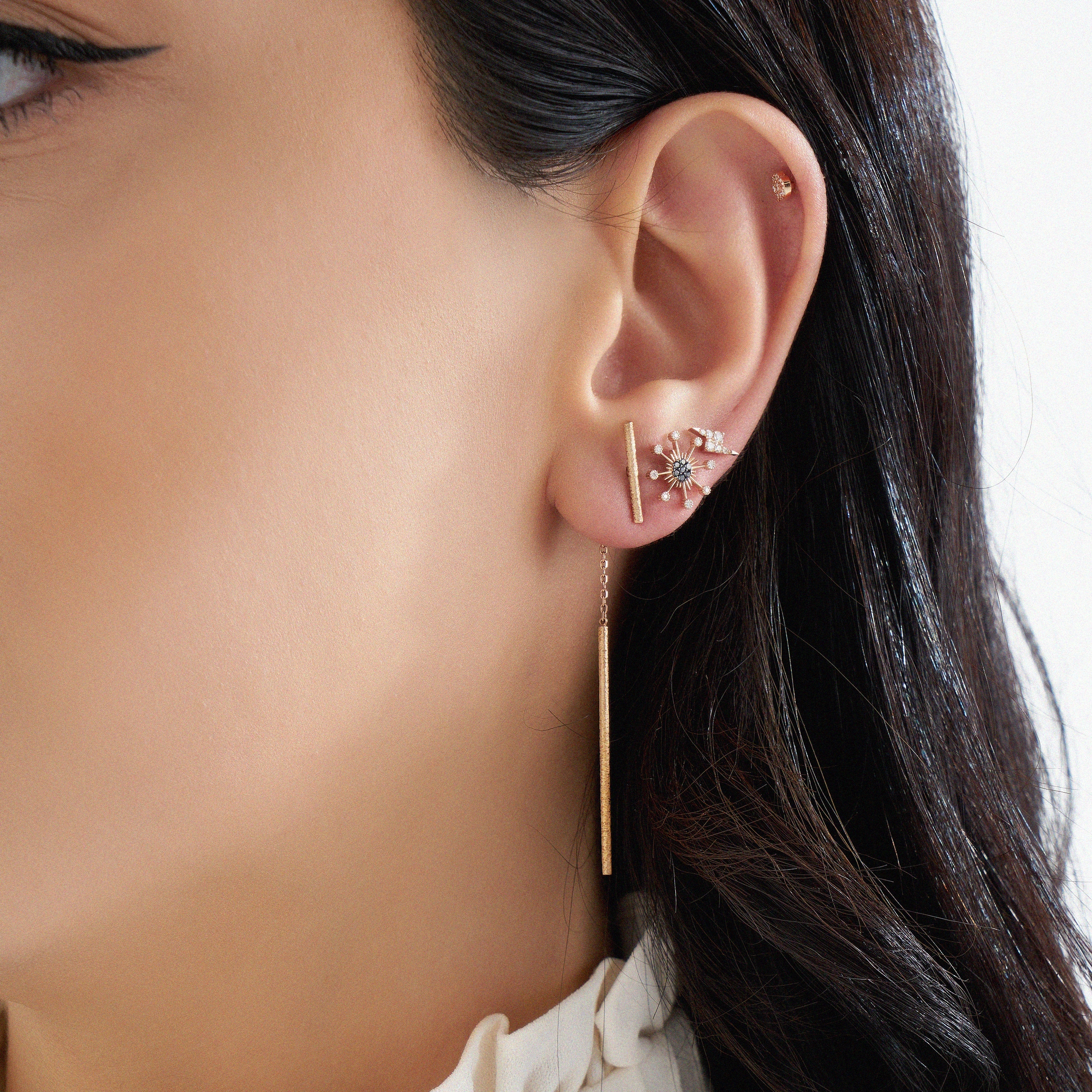 Chain Detailed Rose Gold Earring - 2