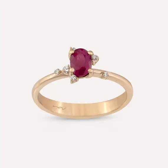 Chloe 0.71 CT Diamond and Ruby Rose Gold Ring - 2