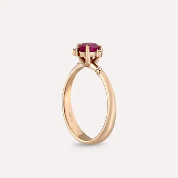 Chloe 0.71 CT Diamond and Ruby Rose Gold Ring - 8