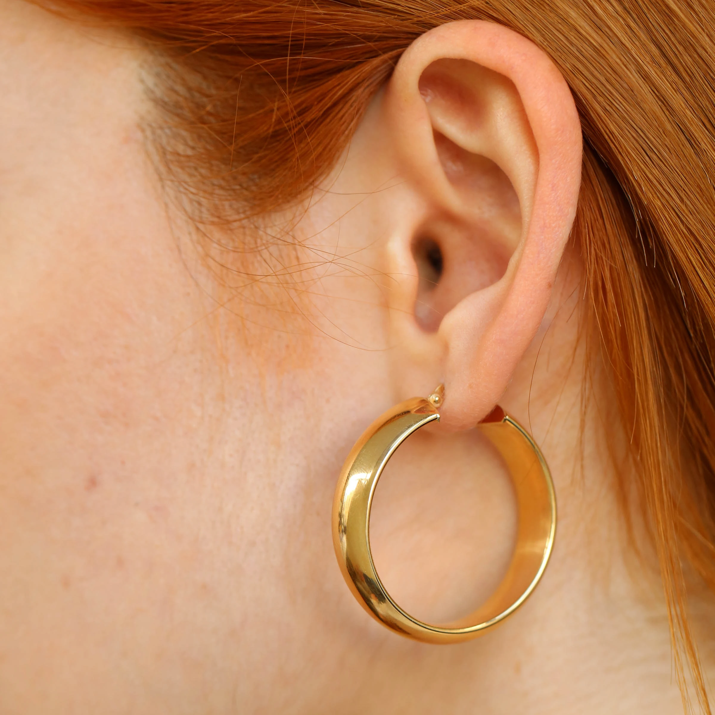 Chunky Yellow Gold Hoop Earring - 2